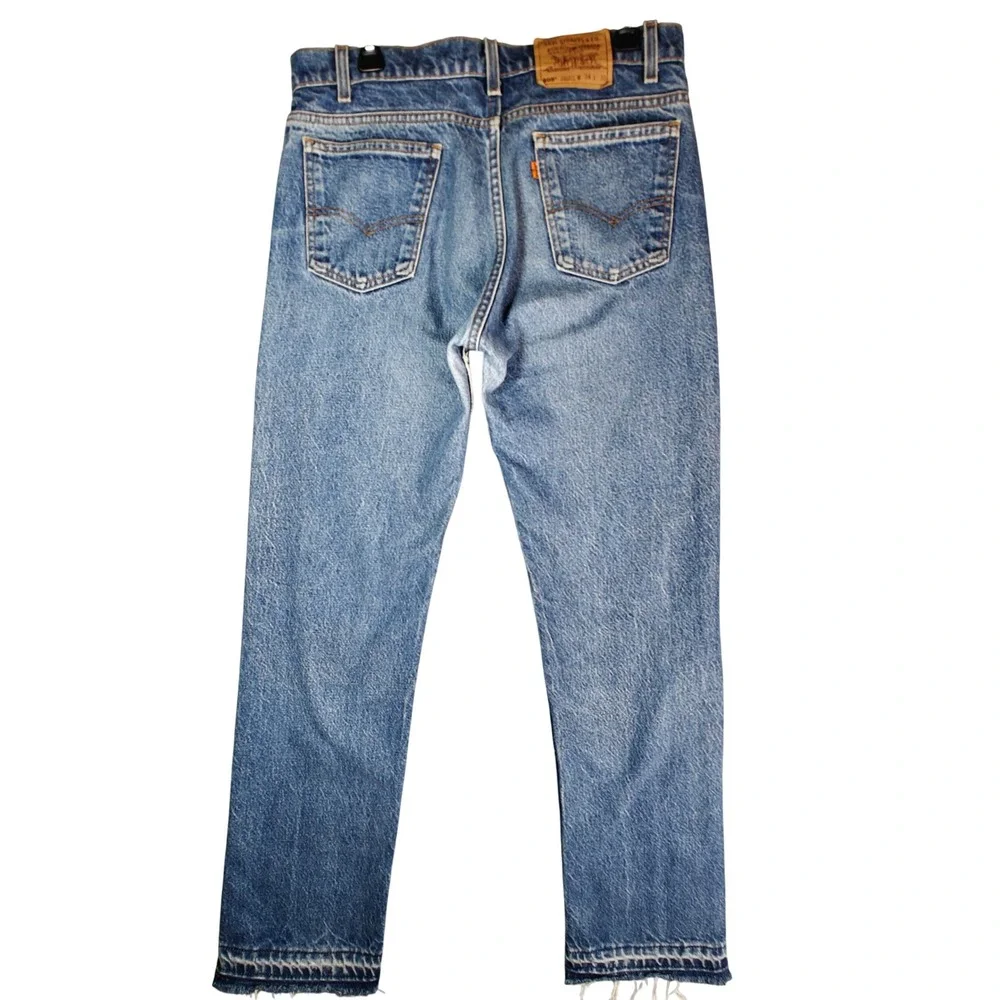 VTG Levis 505 Orange Tab 80s 90s 34x30 Straight Leg Jean Made in USA Distressed